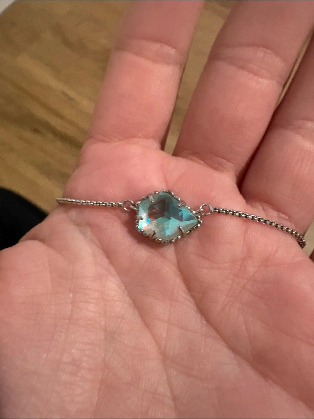 Kendra Scott Silver Necklace with Light Blue Opal Flower Pendant - Picture 3 of 5